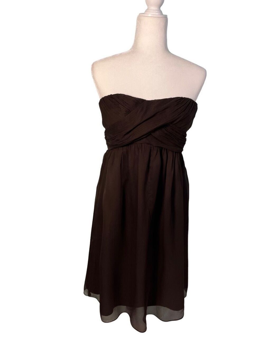 J. Crew chocolate brown fit and flare silk strapless dress - 12